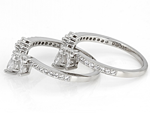 Pre-Owned 1.18ctw Marquise & Round Lab White Sapphire Platinum Over Sterling Silver Enhancer Set Of - Size 10