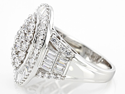 Pre-Owned Bella Luce® 4.70ctw White Diamond Simulant Rhodium Over Sterling Silver Ring (2.84ctw DEW) - Size 6
