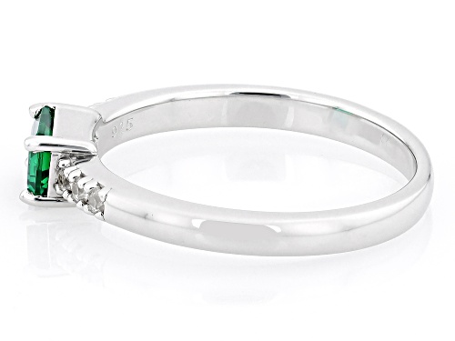 Pre-Owned .42ct Lab Created Emerald With .07ctw White Zircon Rhodium Over Sterling Silver May Births - Size 6
