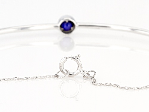 Pre-Owned .10ct Round Blue Sapphire Solitaire Rhodium Over 10k White Gold Bracelet - Size 6