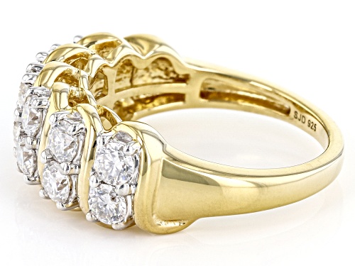 Pre-Owned MOISSANITE FIRE(R) 1.20CTW DEW  ROUND 14K YELLOW GOLD OVER SILVER RING - Size 7