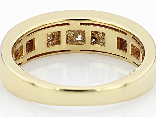 Pre-Owned MOISSANITE FIRE(R) .34CTW DEW ROUND 14K YELLOW GOLD OVER SILVER RING - Size 9