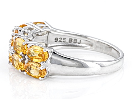Pre-Owned Exotic Jewelry Bazaar™ 3.01ctw Mandarin Garnet Rhodium Over Silver Multi Row Band Ring - Size 9
