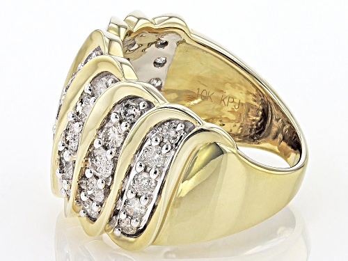 Pre-Owned 1.75ctw Round White Diamond 10k Yellow Gold Wide Band Ring - Size 6