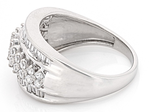 Pre-Owned Bella Luce® 1.35ctw White Diamond Simulant Platinum Over Sterling Silver Ring (0.81ctw DEW - Size 5