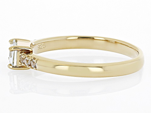 Pre-Owned .45ct Aquamarine with .07ctw White Zircon 18k Yellow Gold Over Serling Silver March Births - Size 9