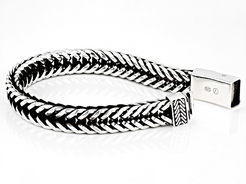 Pre-Owned Sterling Silver Oxidized 9.4mm Wheat Link Bracelet - Size 7.5
