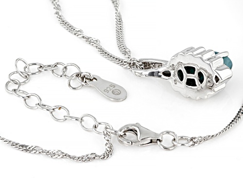 Pre-Owned Exotic Jewelry Bazaar™ Apatite Cat's Eye, Sapphire & Diamond Rhodium Over Silver Pendant W