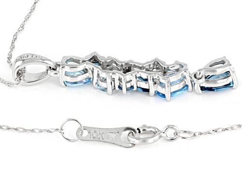 Pre-Owned .95ctw Blue Topaz and White Diamond Rhodium Over 10k White Gold Pendant With Chain