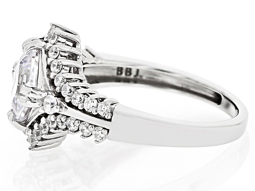 Pre-Owned Bella Luce® 3.81ctw White Diamond Simulant Platinum Over Silver Asscher Cut Ring(2.30ctw D - Size 7