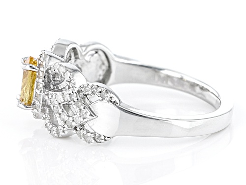 Pre-Owned Exotic Jewelry Bazaar™ 0.50ct Mandarin Garnet & 0.30ctw White Diamond Rhodium Over Silver - Size 7