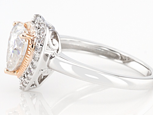 Pre-Owned MOISSANITE FIRE(R) 2.04CTW DEW HEART SHAPE & ROUND PLATINEIVE(R) & 14K ROSE GOLD OVER SILV - Size 9