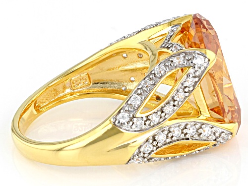 Pre-Owned Bella Luce ® 16.45ctw Champagne And White Diamond Simulants Eterno™ Yellow Ring (9.56ctw D - Size 5