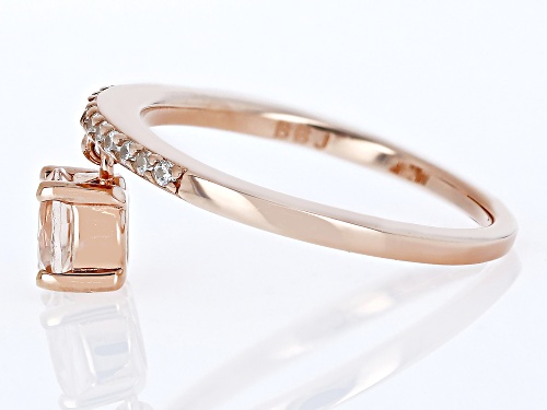 Pre-Owned 0.68ct Round Morganite And 0.19ctw Round White Zircon 18k Rose Gold Over Sterling Silver C - Size 7