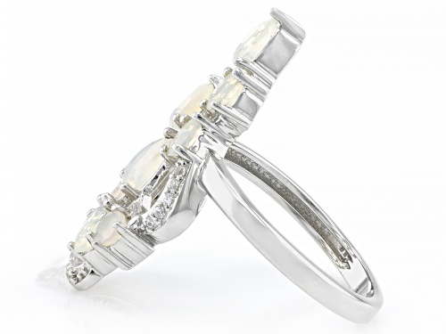 Pre-Owned 1.03ctw Mixed Shapes Ethiopian Opal With 0.24ctw White Zircon Rhodium Over Sterling Silver - Size 6