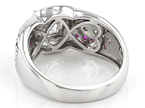 Pre-Owned MOISSANITE FIRE(R) 2.00CTW DEW WITH BLUE SAPPHIRE AND RUBY PLATINEVE(R)  MENS RING - Size 11