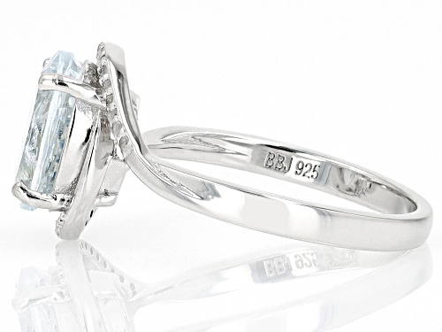 Pre-Owned 1.90ct Oval Aquamarine With 0.08ctw White Diamond Accent Rhodium Over Sterling Silver Ring - Size 9