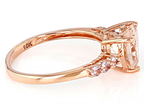 Pre-Owned 1.36ct Cor-De-Rosa Morganite(TM) and 0.28ctw Color Shift Garnet 10k Rose Gold Heart Ring - Size 11