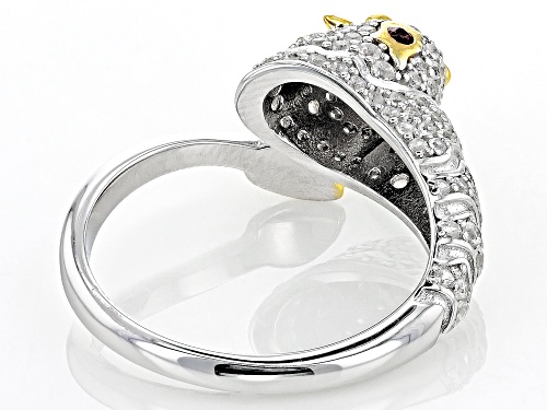 Pre-Owned .80ctw White Zircon & Vermelho Garnet™ Rhodium & 18k Gold Over Silver 