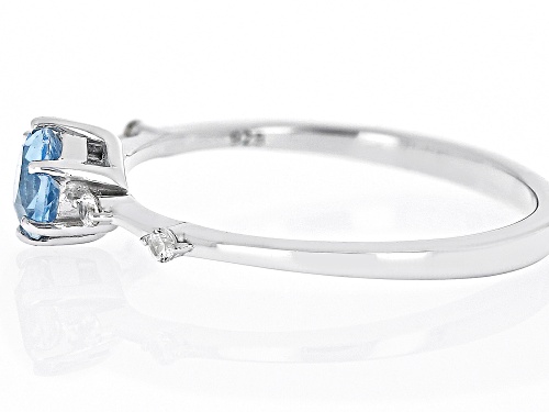 Pre-Owned .51ct Swiss Blue Topaz & .07ctw White Zircon Rhodium Over Sterling Silver December Birthst - Size 8