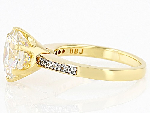 Pre-Owned 4.60CT ROUND STRONTIUM TITANATE & WHITE ZIRCON 18K YELLOW GOLD OVER SILVER RING - Size 10
