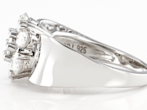 Pre-Owned MOISSANITE FIRE(R) 1.61CTW DEW ROUND  PLATINEVE(R) CLUSTER RING - Size 6
