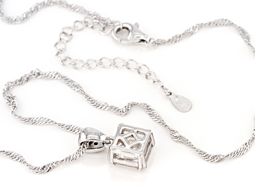 Pre-Owned MOISSANITE FIRE(R) 2.96CT DEW ASSCHER CUT AND BLUE SAPPHIRE PLATINEVE(R) PENDANT AND SINGA