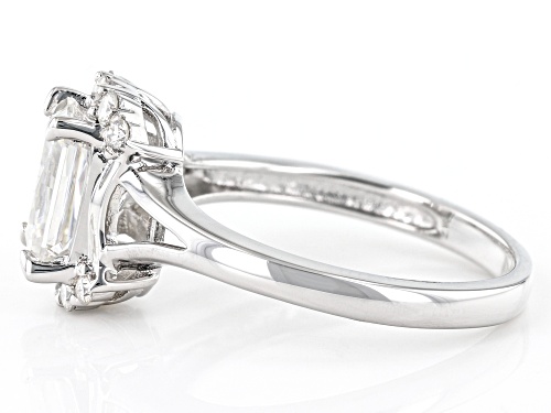 Pre-Owned MOISSANITE FIRE(R) 2.06CTW DEW OCTAGONAL RADIANT CUT & ROUND PLATINEVE(R) RING - Size 7