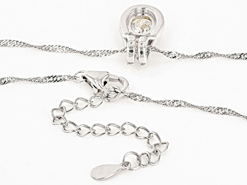 Pre-Owned 1.85ctw Strontium Titanate & White Zircon Rhodium Over Silver Pendant & Chain
