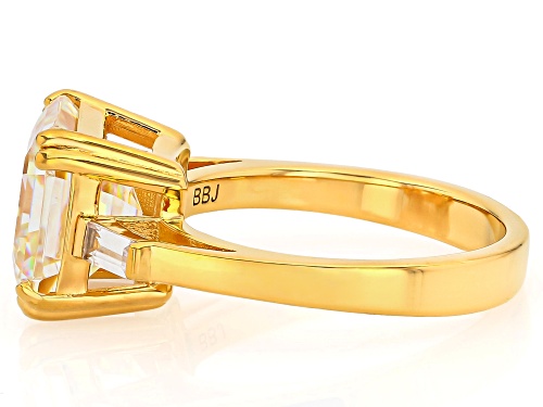 Pre-Owned 6.25CT ASSCHER CUT STRONTIUM TITANATE & WHITE ZIRCON 18K YELLOW GOLD OVER SILVER - Size 7