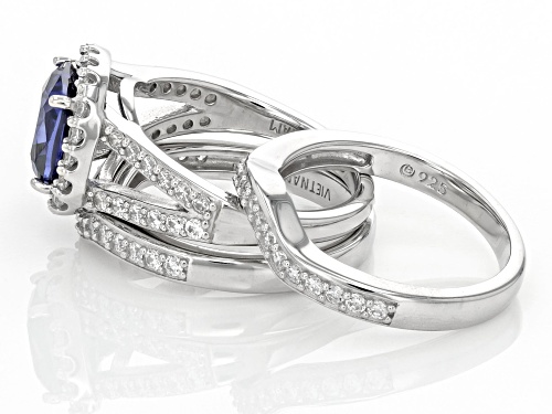 Pre-Owned Bella Luce® Esotica™ 4.55ctw Tanzanite And Dia Simulants Platinum Over Silver Holiday Ring - Size 9