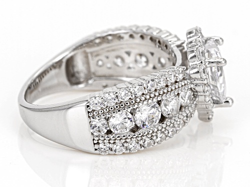 Pre-Owned Bella Luce® 3.67ctw White Diamond Simulant Rhodium Over Sterling Silver Heart Ring(2.22ctw - Size 9