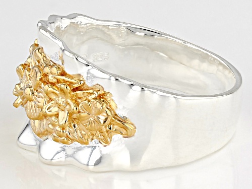 Pre-Owned Artisan Collection of Israel™ Sterling Silver &14K Yellow Gold Over Sterling Silver Flower - Size 5