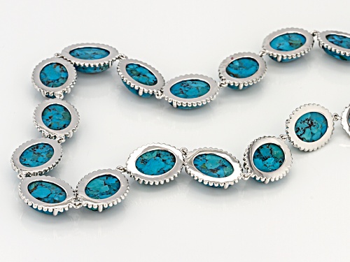 Pre-Owned 16x12mm Oval Cabochon Turquoise Rhodium Over Sterling Silver Necklace - Size 18