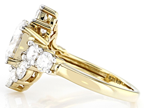 Pre-Owned MOISSANITE FIRE(R) 3.18CTW DEW ROUND 14K YELLOW GOLD OVER SILVER RING - Size 9