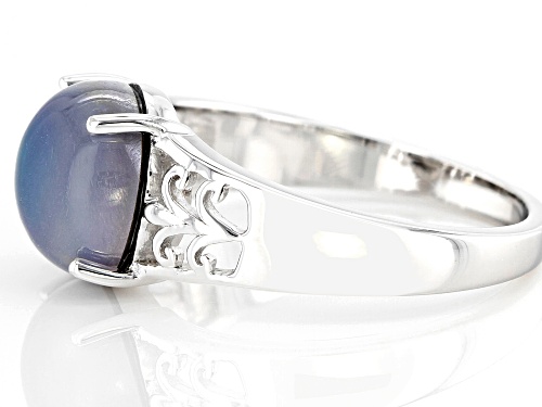 Pre-Owned 10mm Round Aurora Moonstone Rhodium Over Sterling Silver Ring - Size 6