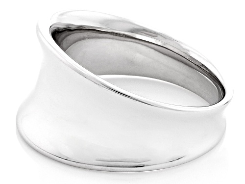 Pre-Owned Rhodium Over Sterling Silver Graduated Concave Band Ring - Size 7