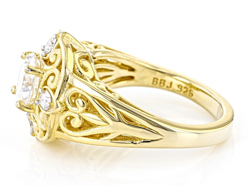 Pre-Owned MOISSANITE FIRE(R) 1.40CTW DEW ROUND 14K YELLOW GOLD OVER STERLING SILVER RING - Size 6