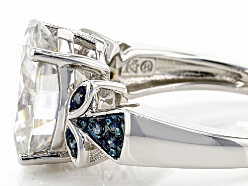 Pre-Owned MOISSANITE FIRE(R) 5.80CT DEW OVAL AND ROUND BLUE DIAMOND PLATINEVE(R) RING - Size 11