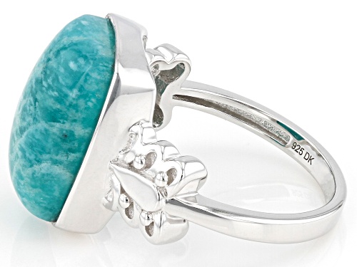 Pre-Owned 14x10mm Rectangular Cushion Amazonite Rhodium Over Sterling Silver Ring - Size 7