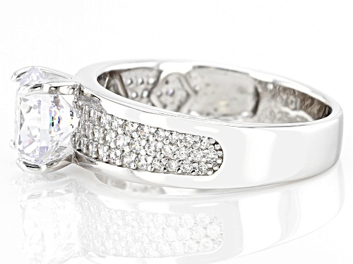 Pre-Owned Bella Luce® 4.22ctw White Diamond Simulant Rhodium Over Sterling Silver Ring (2.55ctw DEW) - Size 10