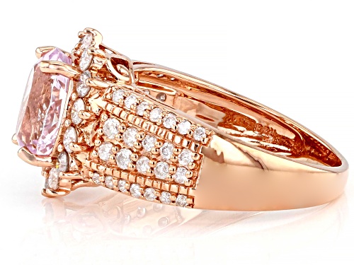 Pre-Owned 2.00ct Kunzite And 0.81ctw White Diamond 14K Rose Gold Ring - Size 9.5