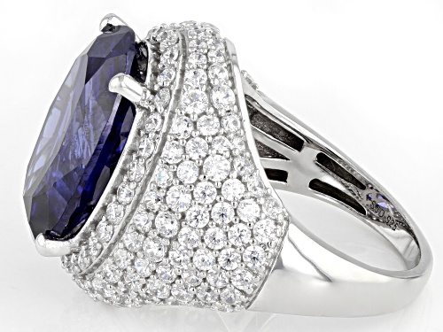Pre-Owned Charles Winston for Bella Luce® 16.77ctw Tanzanite And Diamond Simulants Rhodium Over Silv - Size 5