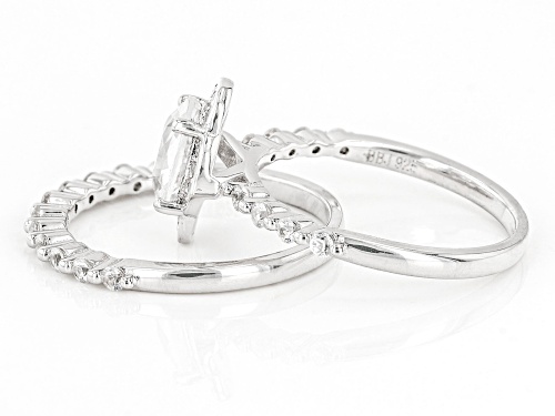 Pre-Owned 1.64ct Oval And 0.72ctw Round White Zircon Rhodium Over Sterling Silver Ring Set - Size 10