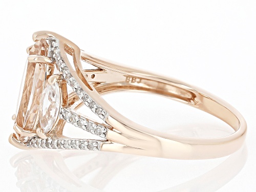 Pre-Owned 1.27ct Cor-De-Rosa Morganite™ With 0.63ctw White Zircon And 0.15ctw White Diamond 10k Rose - Size 6
