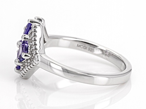 Pre-Owned 0.50ctw Tanzanite With 0.14ctw White Zircon Rhodium Over Sterling Silver Ring - Size 10