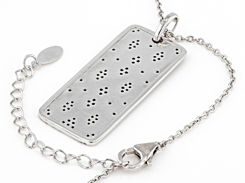 Pre-Owned .25ctw Round Black Spinel Rhodium Over Sterling Silver Men's Pendant With Chain