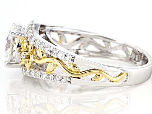 Pre-Owned MOISSANITE FIRE(R) 2.63CTW DEW INFERNO CUT(TM) & PLATINEVE(R) & 14K YELLOW GOLD OVER SILVE - Size 9