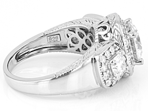 Pre-Owned MOISSANITE FIRE(R) 3.24CTW DEW ROUND & CUSHION PLATINEVE(R) RING - Size 6