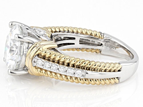 Pre-Owned MOISSANITE FIRE(R) 3.90CTW DEW ROUND PLATINEVE(R) &14K YG OVER SILVER RING - Size 9